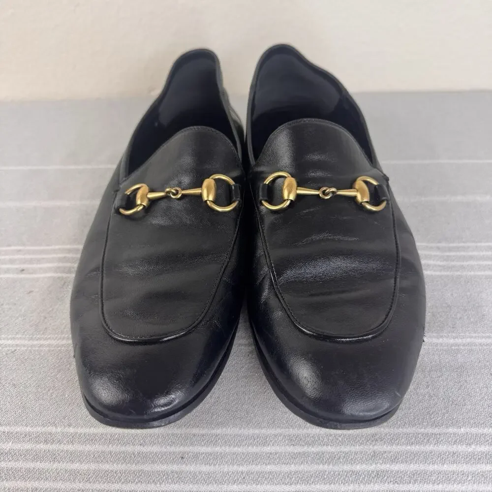 Gucci Brixton Horsebit Leather Loafers Slip On Slipper Preppy Luxury Black 8/8.5